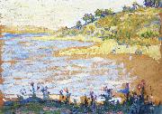 saint tropez plage des grabuers oil painting
